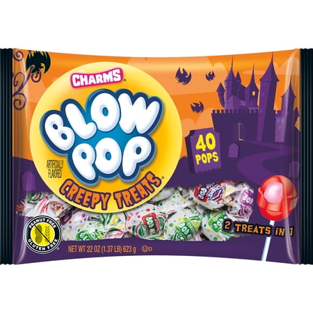 Charms Blow Pop, Halloween, Individually Wrapped, Bubble Filled Gum Lollipops, 22 oz, 40 Piece Bag