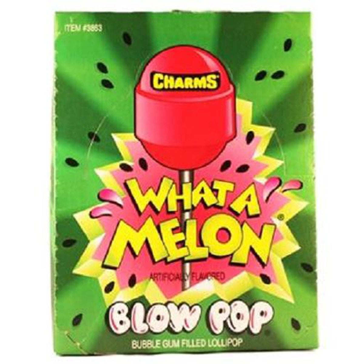 Charms Blow Pop, What A Melon, Count 48 Sugar Candy / Grab Varieties