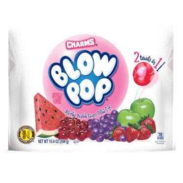 Charms Blow Pops, Assorted Flavored Gluten Free Lollipops, 10.4 oz