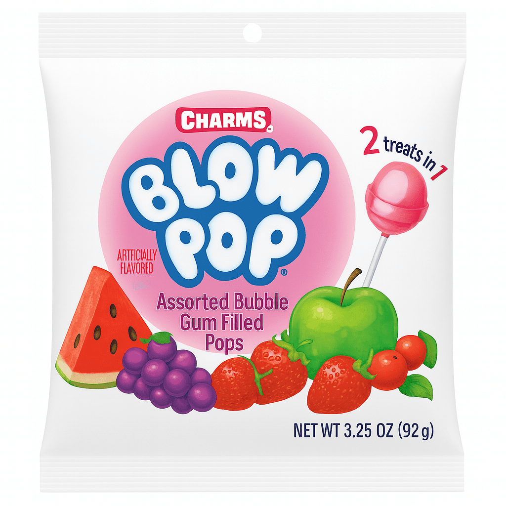 Charms Blow Pops, Assorted Flavored Gluten Free Lollipops, 3.25 oz