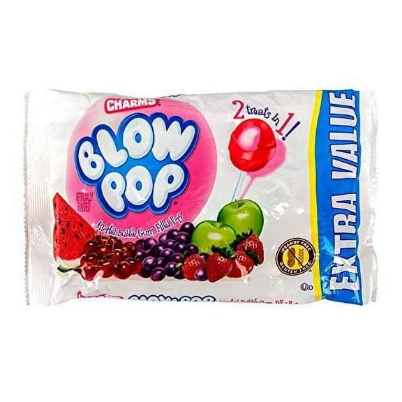 Charms Blow Pops - Assorted Lollipop Flavors - Halloween Candy - Peanut & Gluten Free - Net Wt. 4.55 oz