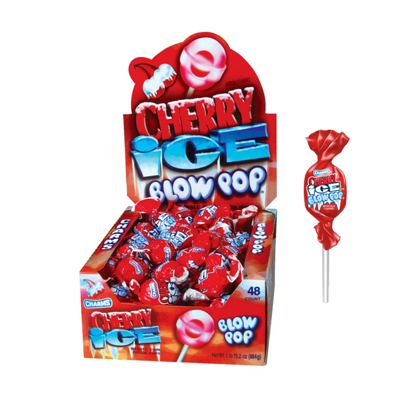 Charms Blow Pops, Cherry Ice Flavor, Bubble Gum, Individually Wrapped (48 Count)