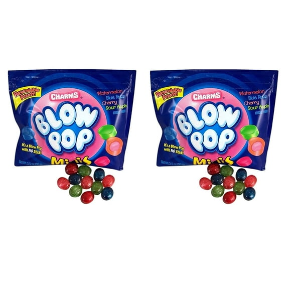 Charms Blow Pops Minis Candy, 3.5 oz Resealable Pouch, Pack of 3 (2-Pack)