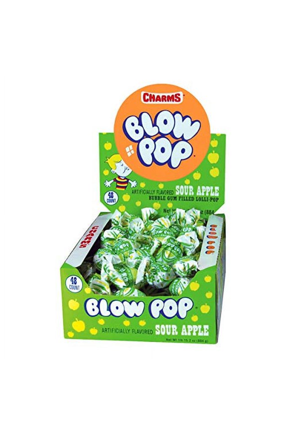 Blow Pops, Sour Apple Flavor, 48 Count (Pack of 1)