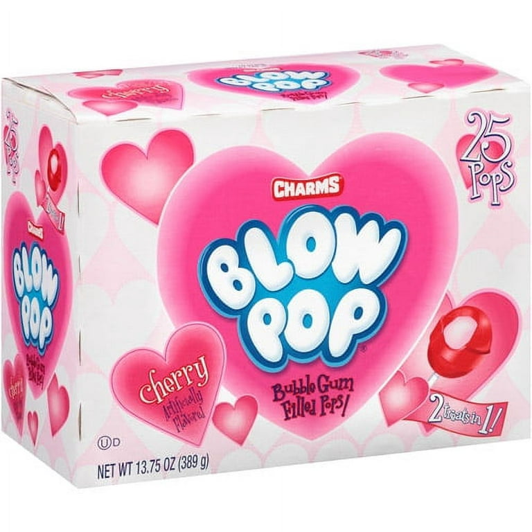 25 Valentines Charms Cherry Blow Pops