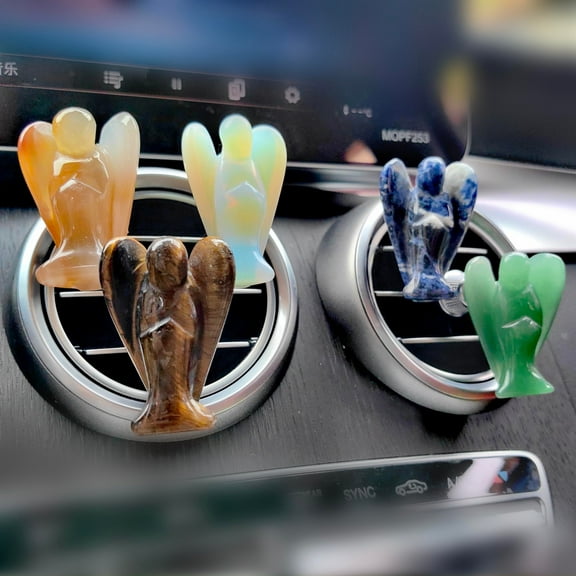 Charms Car Vent Clips Crystal Angel Car Crystal Accessories Healing Carved Model Gemstone Quartz Crystals Decor Gift for Women