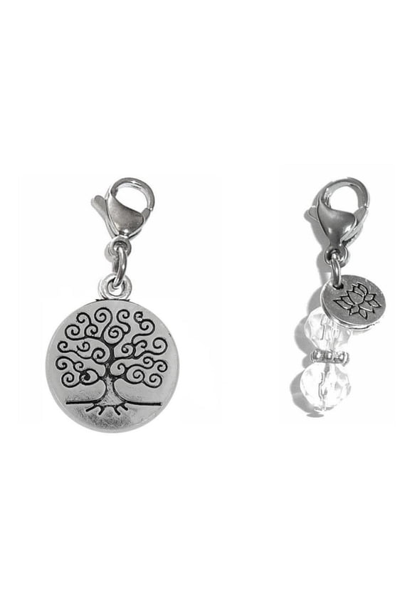 Charms Clip On - Perfect For Bracelet Or Necklace, Zipper Pull Charm, Bag Or Purse Charm Easy To Use DIY Charms - Tree Of Life Clip On Charm