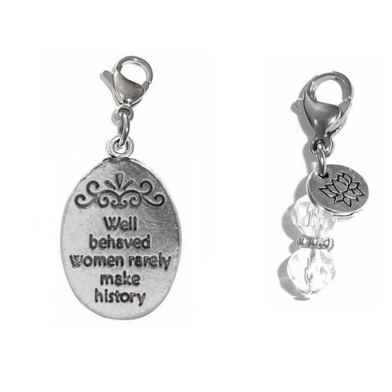 Charms Clip On - Perfect For Bracelet Or Necklace, Zipper Pull Charm, Bag Or Purse Charm Easy To Use DIY Charms - Well Behaved Women Rarely Make History