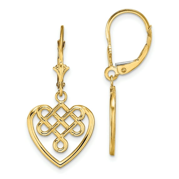 Charms Collection 14K Celtic Knot Heart Leverback Earrings