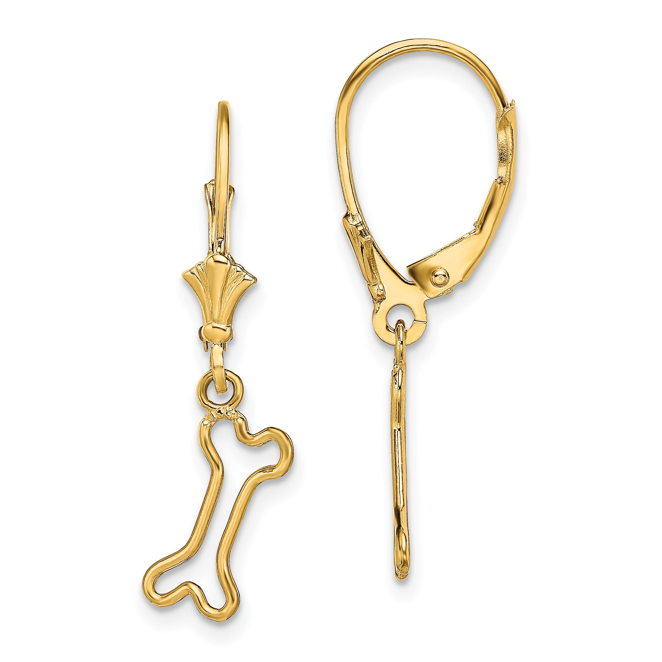 UNBRANDED Charms Collection 14K Mini Dog Bone Leverback Earrings