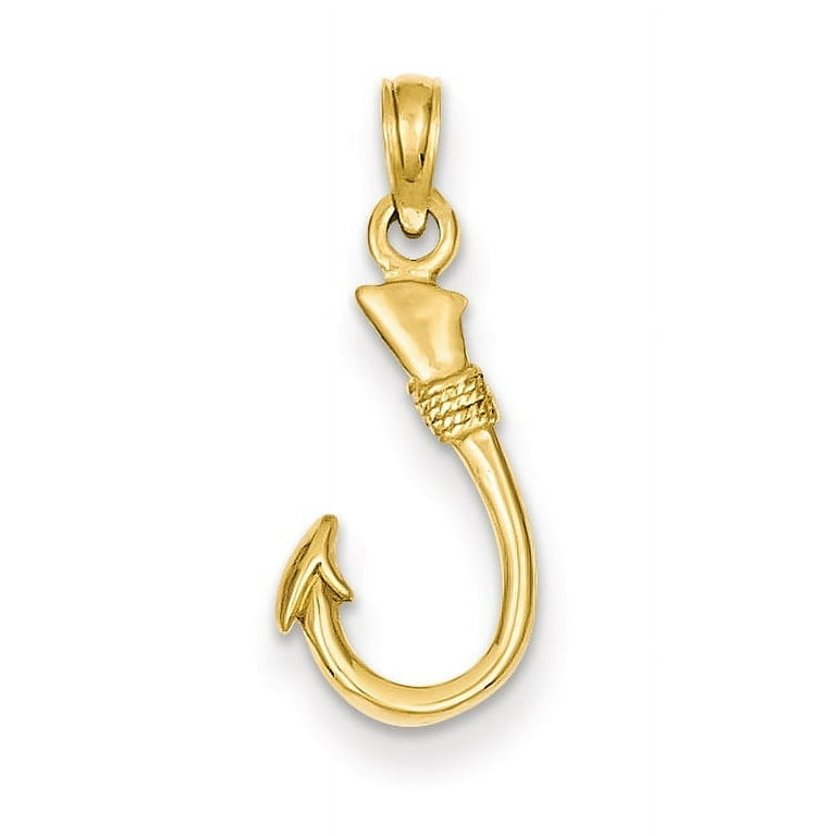 14K Yellow Gold 3D Fish Hook Pendant 14K Yellow Gold 3D Fish Hook Pendant