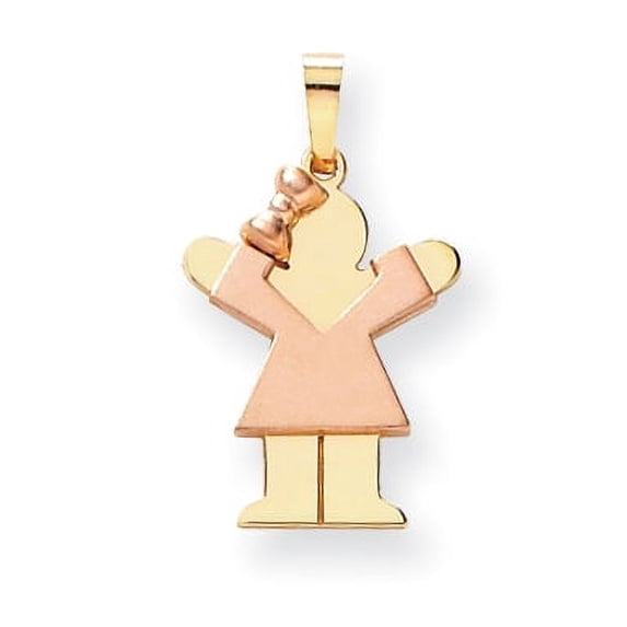 Charms Collection 14k Two-Tone Small Girl w/ Bow on Left Engravable Charm