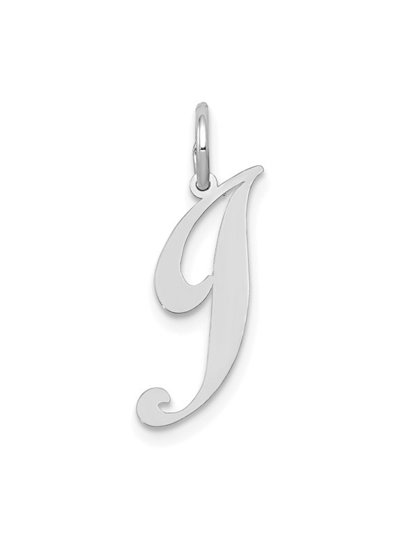 Charms Collection 14k White Gold Small Fancy Script Letter J Initial Charm