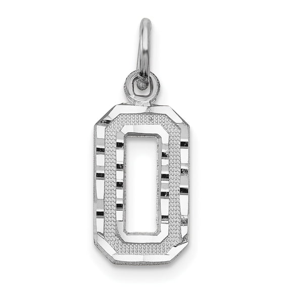 Charms Collection 14kw Small Brushed Diamond-cut Number 0 Charm
