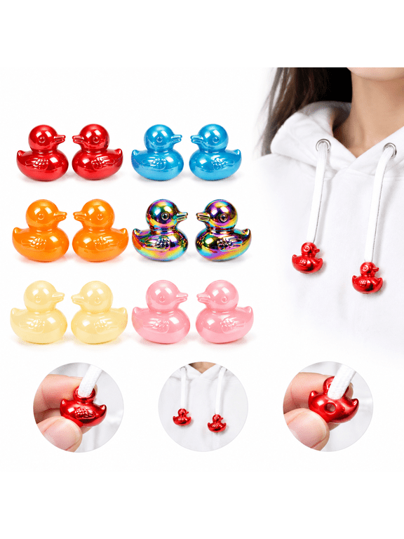 Charms Kit for Hoodie,Cute Duck Drawstring Beads with Glossy Finish,Personalisation Accessory for Hoodie Strings and Craft Projects(12PCS)