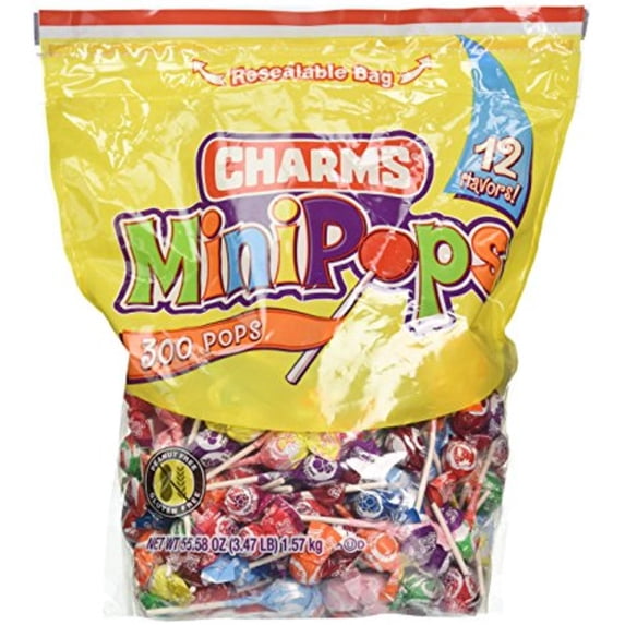 Charms Mini Lollipops Assorted Fruit Flavor Candy, 300 Count Individually Wrapped Bulk Suckers for Parties, Candy Buffets, Offices, Schools & Everyday Sweet Treats