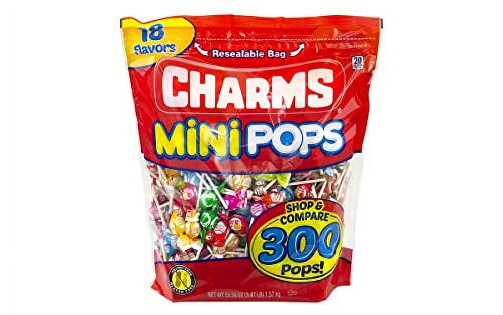 Charms Mini Pops 18 Assorted Flavors with Resealable Bag (300 Count ...