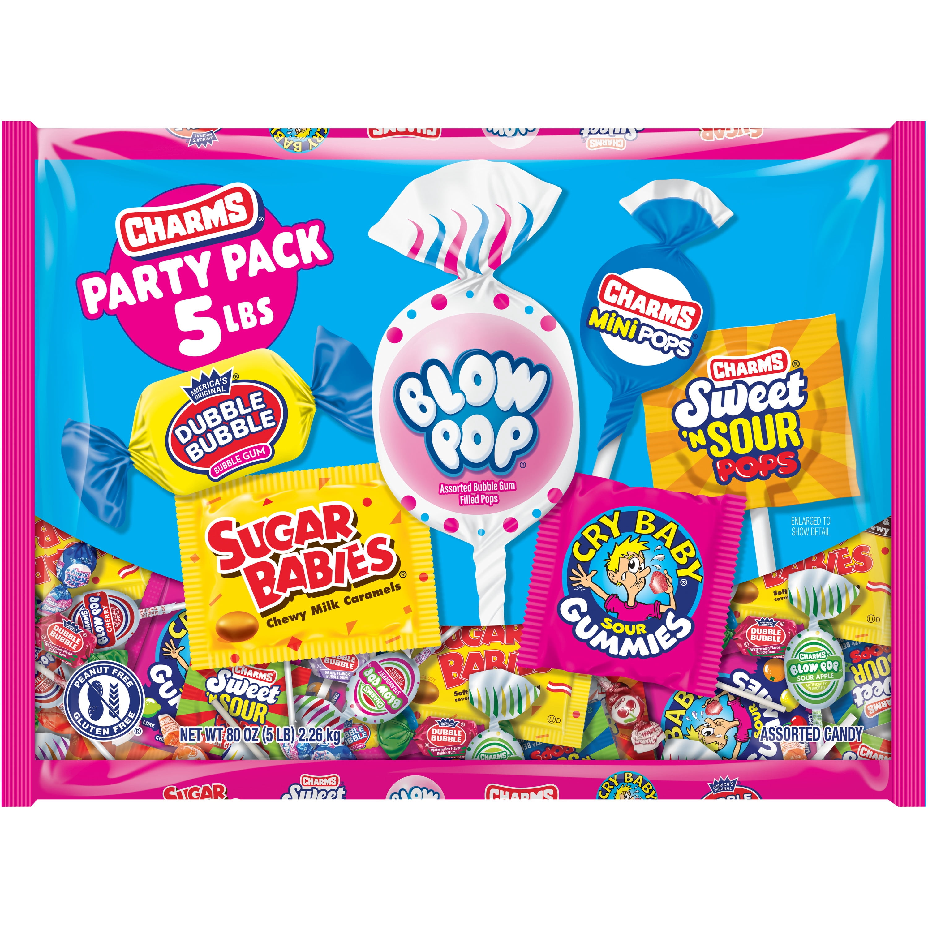 Charms Party Pack, Assorted Candy, Variety Mix 80 oz. Bag, Peanut