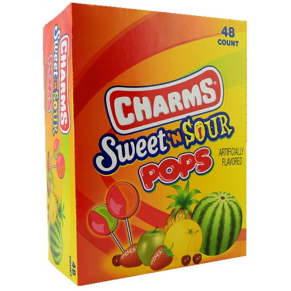 Charms Sweet And Sour Pops - 48 Lollipops/Box, 2 Pack