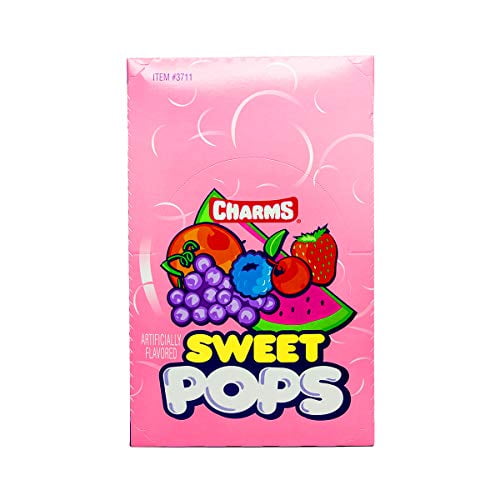 Charms Sweet Pops Flat Candy Lollipops, Assorted Flavors, 100Ct, 2-Pack