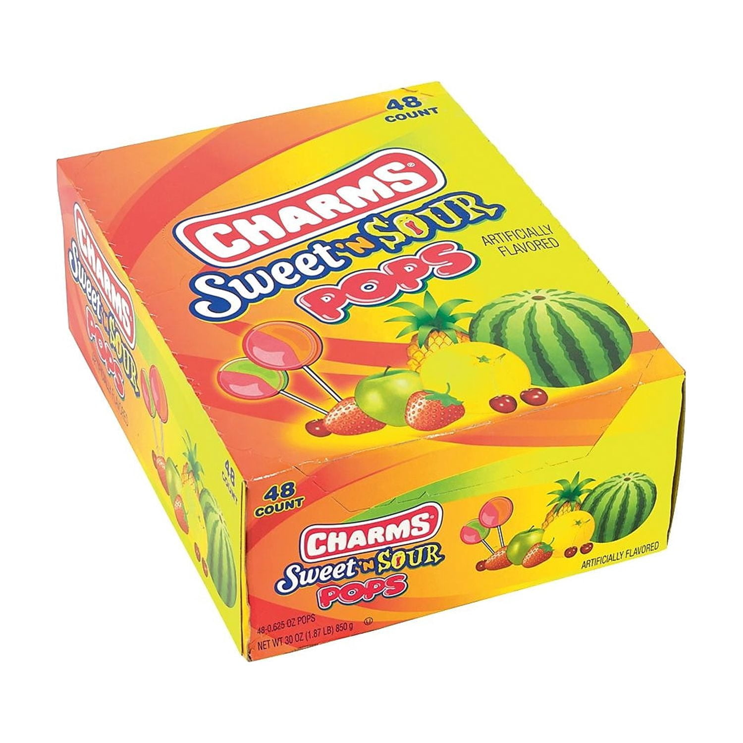 Tootsie Roll, Charms Sweet and Sour Pops, Assorted, 48 ct
