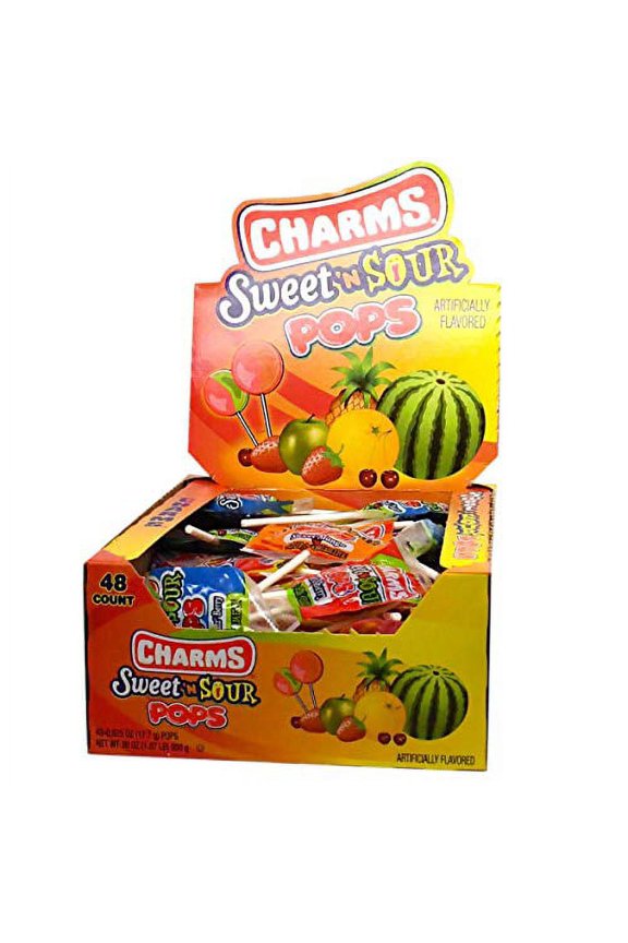 Sweet and Sour .. Pops, in 5 Assorted .. Sweet/Sour Flavors, 0.6 Ounce .. (Pack of 48)