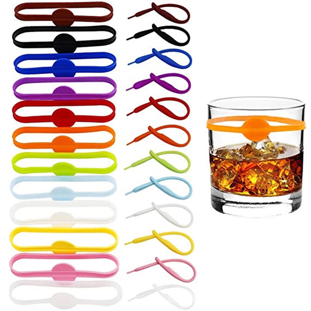 Charms for Drink Identification: 24 Assorted Silicone Wine Glass Tags - Walmart Business Supplies