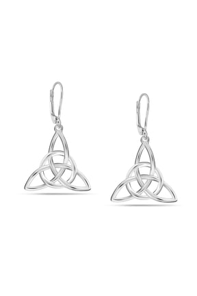Celtic Knot Dangle Earrings for Women – 925 Sterling Silver Post Leverback, Lightweight 30 mm Drop Earrings