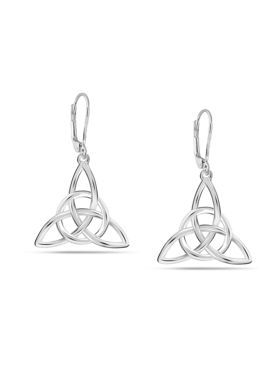 Celtic Knot Dangle Earrings for Women – 925 Sterling Silver Post Leverback, Lightweight 30 mm Drop Earrings