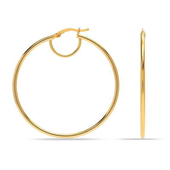 Charmsy Classic Hoop Earrings for Women | 14K Gold-Plated Large Earring Hoops | Women’s Click-Top Hoop Earrings 50MM