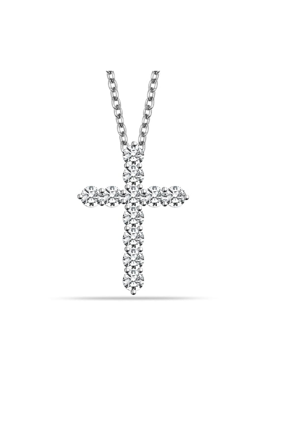 Cross Multi CZ Pendant Chain Necklace for Women 18 Inches