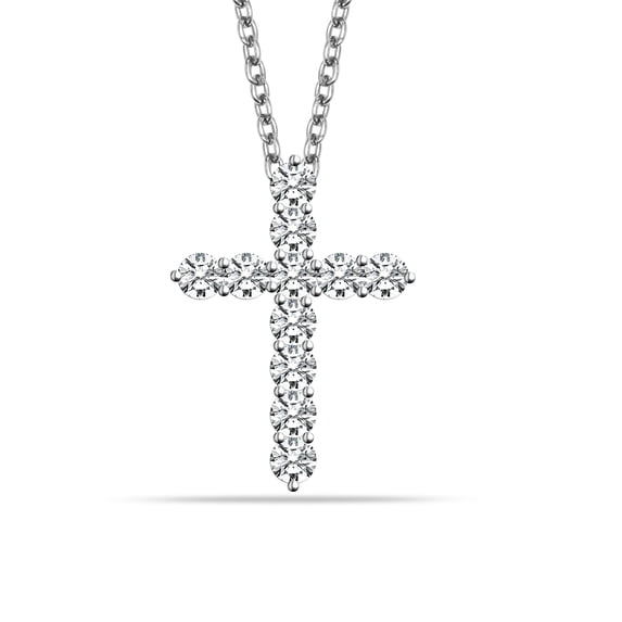 Charmsy Cross Multi CZ Pendant Chain Necklace for Women 18 Inches