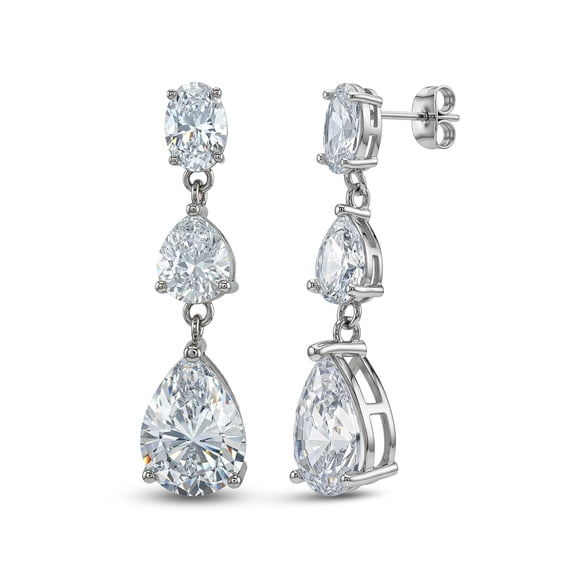 Charmsy Cubic Zirconia Silver Drop Earrings for Women | Handmade CZ Earrings for Women