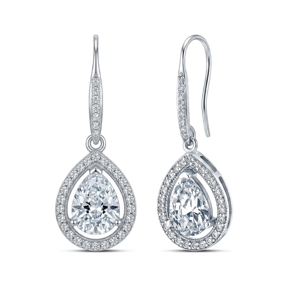 Charmsy Drop Dangle Earrings for Women Trendy - Halo Cubic Zirconia Teardrop Earrings | Fish Hook CZ Earrings