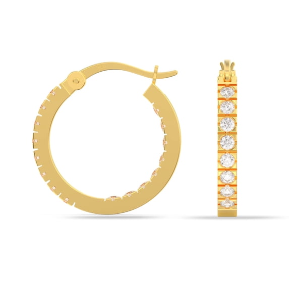 Charmsy Gold Plated Multi CZ Click Top Small Huggie Hoop Earrings for Women 16 MM