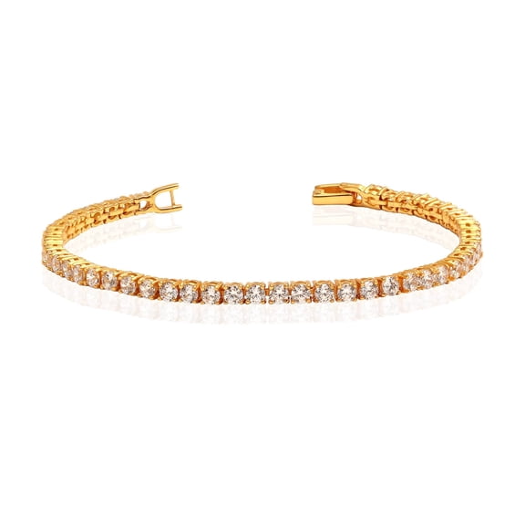 Charmsy Gold Plated Multi CZ Tennis Bracelet for Women 7.5 Inches