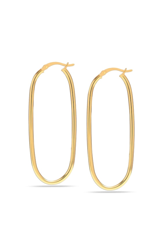 925 Sterling Silver Post Gold Plated Oval Large Hoop Earrings for Women 52mm