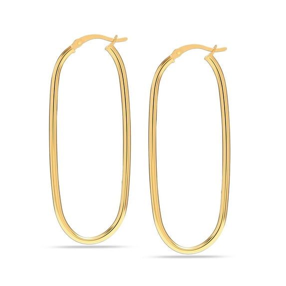 Charmsy 925 Sterling Silver Post Gold Plated Oval Large Hoop Earrings for Women 52mm