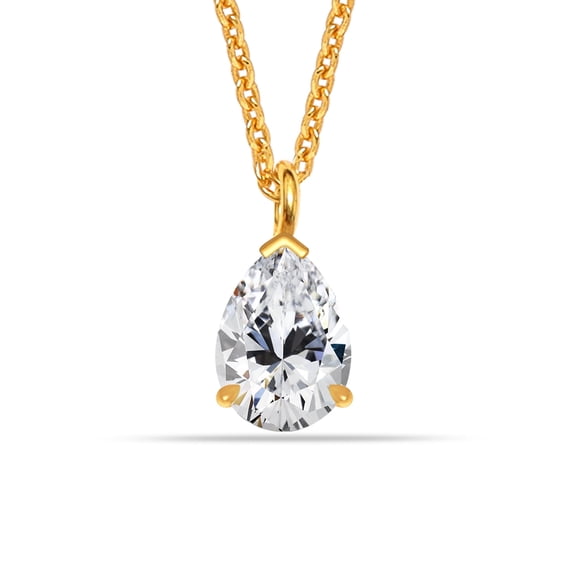 Charmsy Gold Plated Pear CZ Pendant Chain Necklace for Women 18 Inches