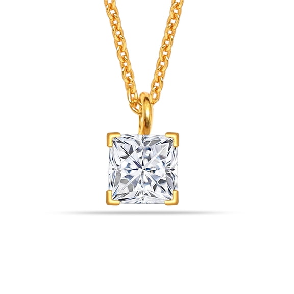 Charmsy Gold Plated Square CZ Pendant Chain Necklace for Women 18 Inches