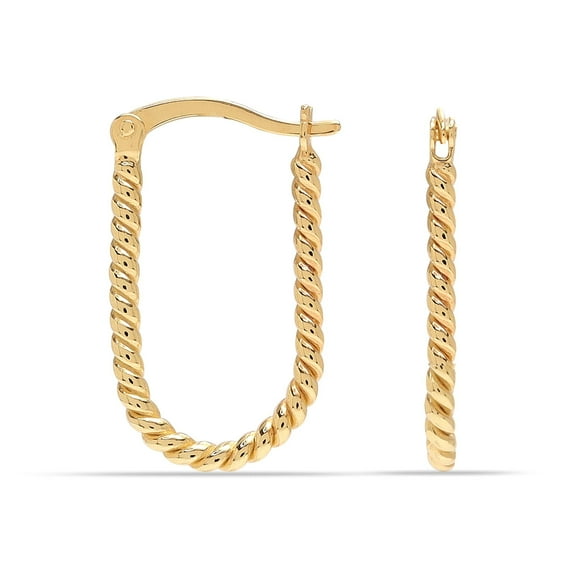 Charmsy Gold Plated Textured Click Top U Hoop Earrings for Women 23MM