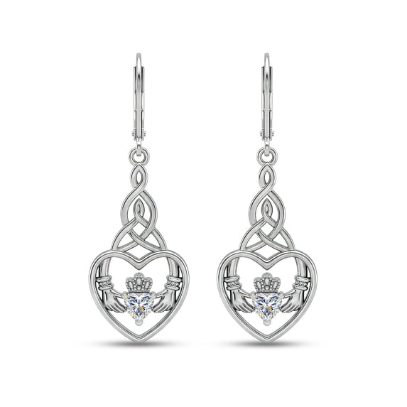 Charmsy Heart Earrings for Women | Rhodium-Plated Celtic Knot Dangle Earrings