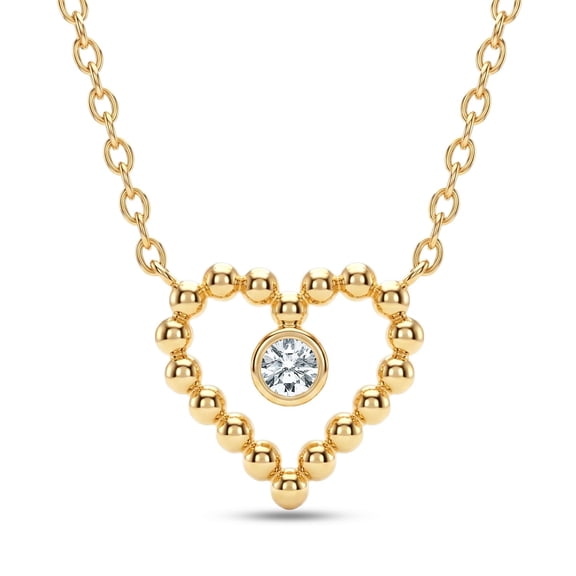 Charmsy Heart Necklaces for Women - 14K Gold Plated Beaded Heart Pendant Necklace with Cubic Zirconia Accent | Gold Heart Chain Necklace | Minimalist Jewelry Gifts for Women