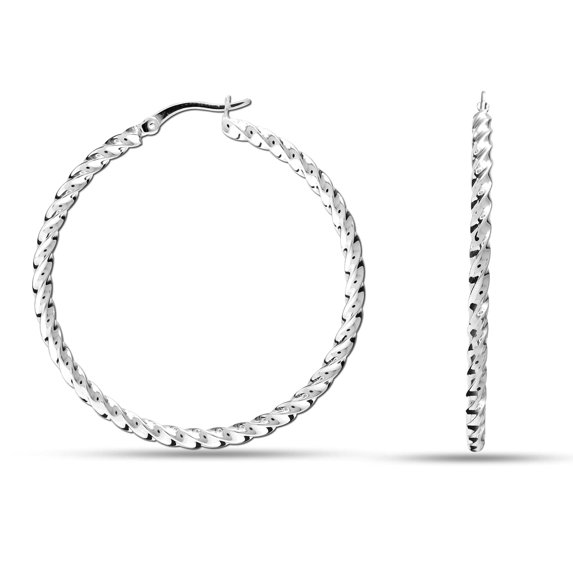 Charmsy LAGRE Round Twisted Click-Top Light-Weight Hoop Earrings for Women 55MM