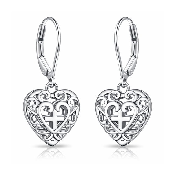 Charmsy Leverback Earrings for Women | Filigree Heart Earrings for Women Trendy 25MM