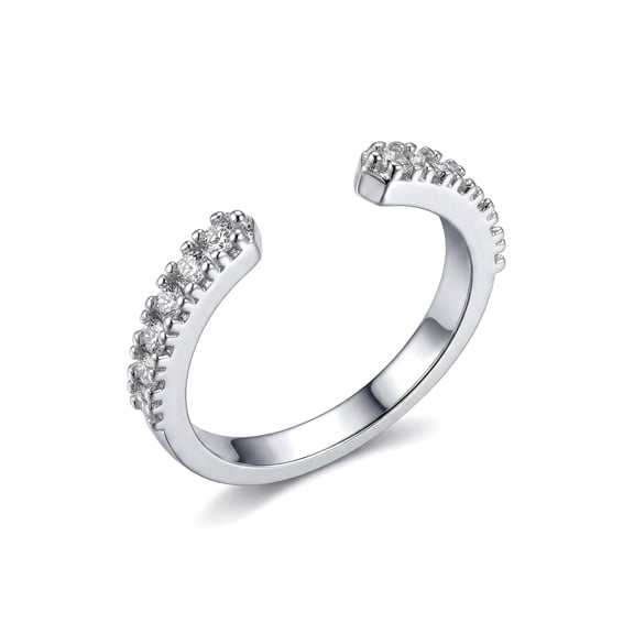 Charmsy Open Adjustable Ring for Women | Rhodium Plated Cubic Zirconia Wrap Ring