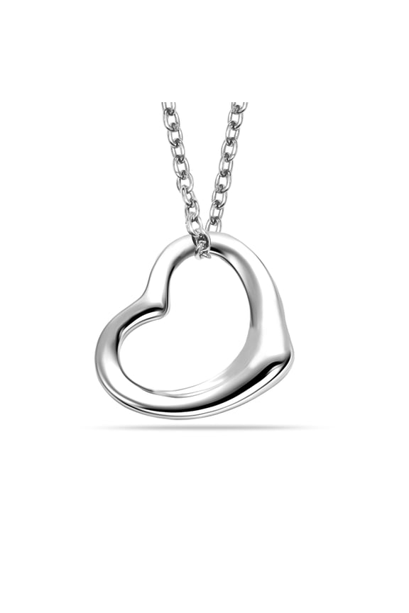 Open Heart Pendant Chain Necklace for Womens 18 Inches