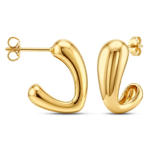 Charmsy Stud Earrings for Women - 14K Gold Plated Chunky Earrings | Lightweight Statement Gold Earring | Trendy Minimalist Jewelry Gifts for Women 15 MM