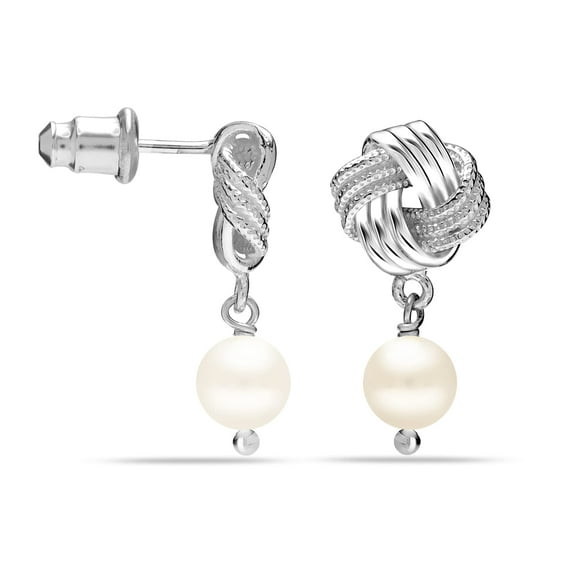 Charmsy Women's Drop Earrings 925 Sterling Silver Post Love-Knot Stud Earrings for Women 23mm