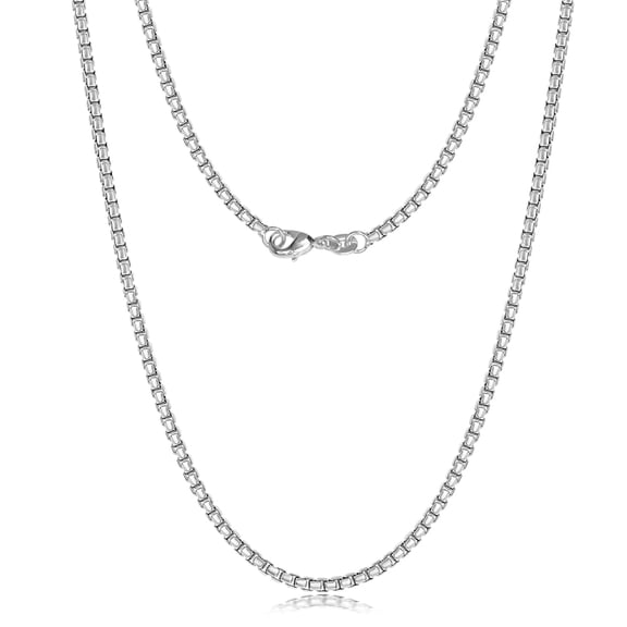 Charmsy Women’s Venetian Link Chain Necklace – Italian Style 2mm Round Box Chain, 18 Inch Jewelry Gift